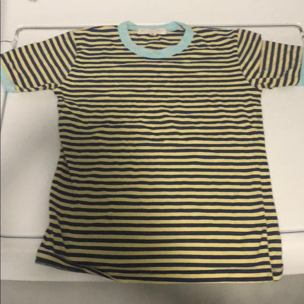 Urban outfitters yellow and navy blue striped top
